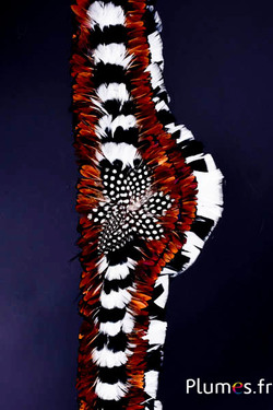 Hoedenband model nr. 1 - 75 x 8 cm - middendeel 13 cm - wit-zwart-naturel